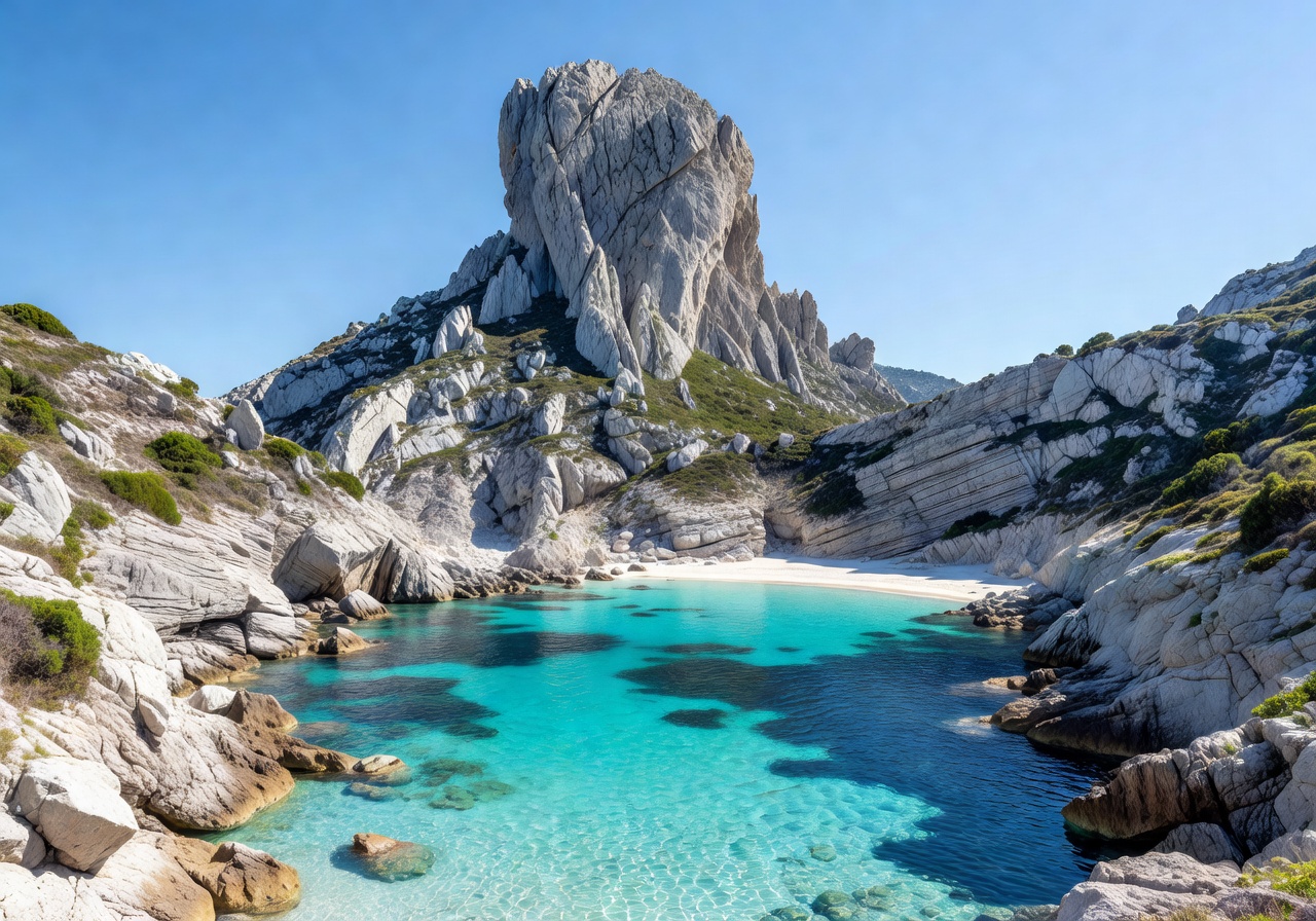 Cala Goloritze Sardinia Italy tall limestone pinnacle beside turquoise cove