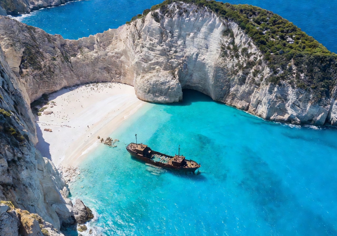 Person swimming in turquoise Mediterranean sea with rocky coastline in background