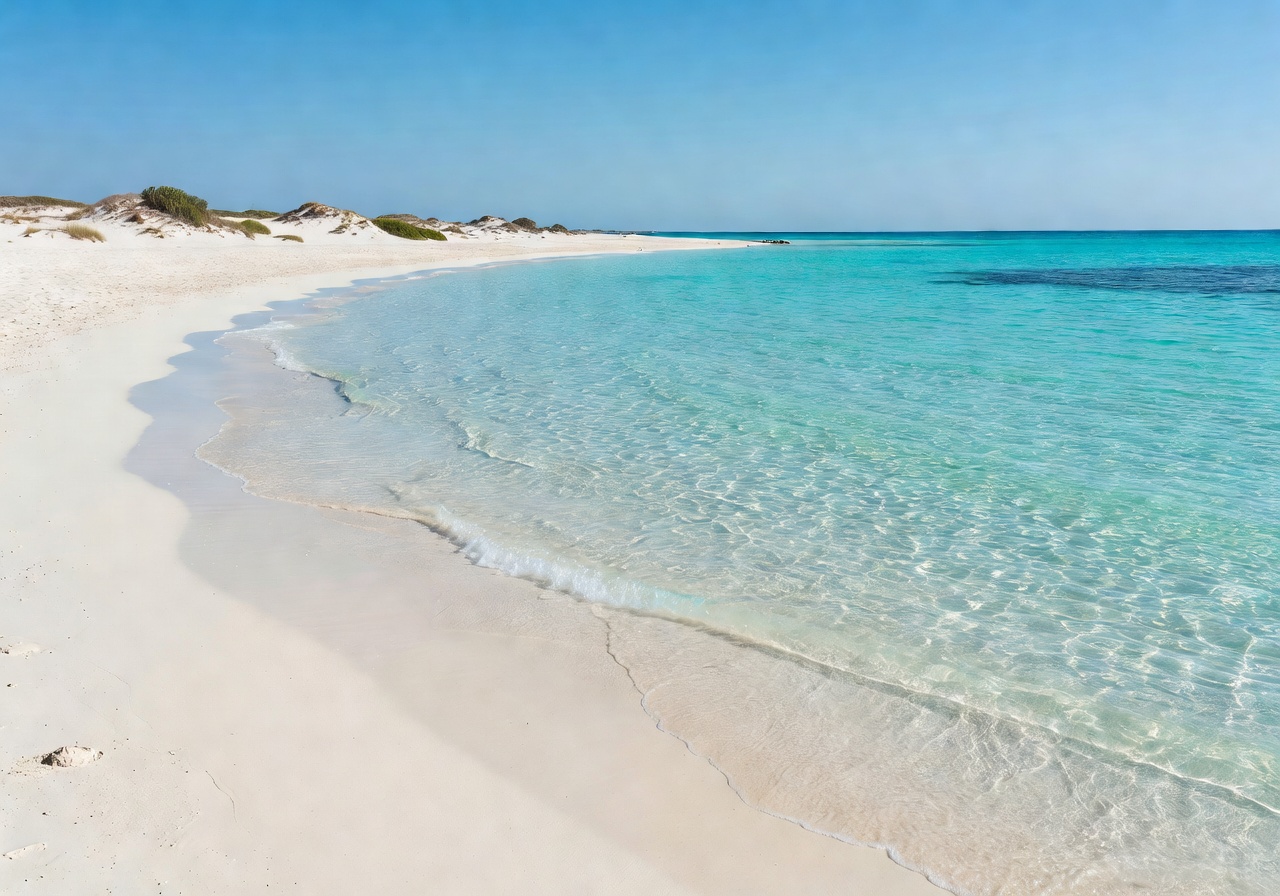 Playa de Ses Illetes Formentera with crystal clear shallow water and white sand beach