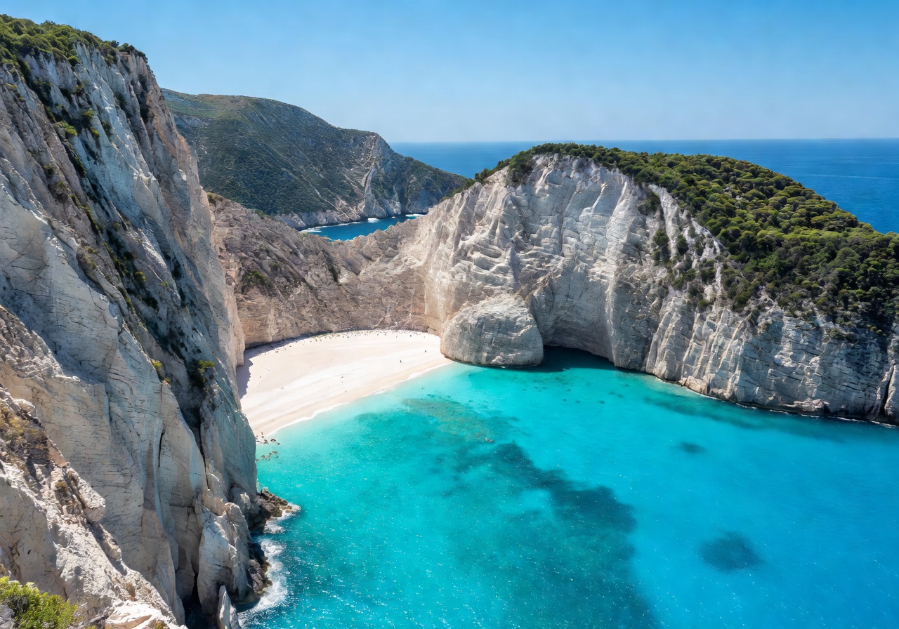 Santorini Greece blue domed churches overlooking the sparkling Aegean Sea